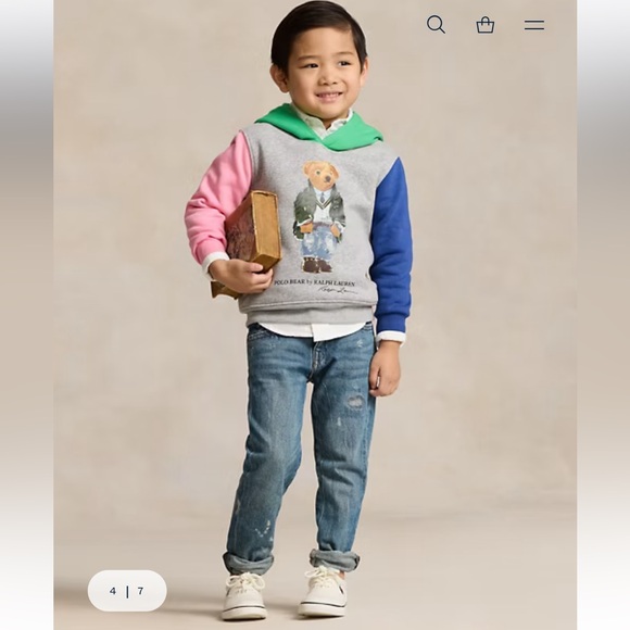 NWT Polo Ralph Lauren Boys Polo Bear Color Blocked Fleece Hoodie - Picture 4 of 13